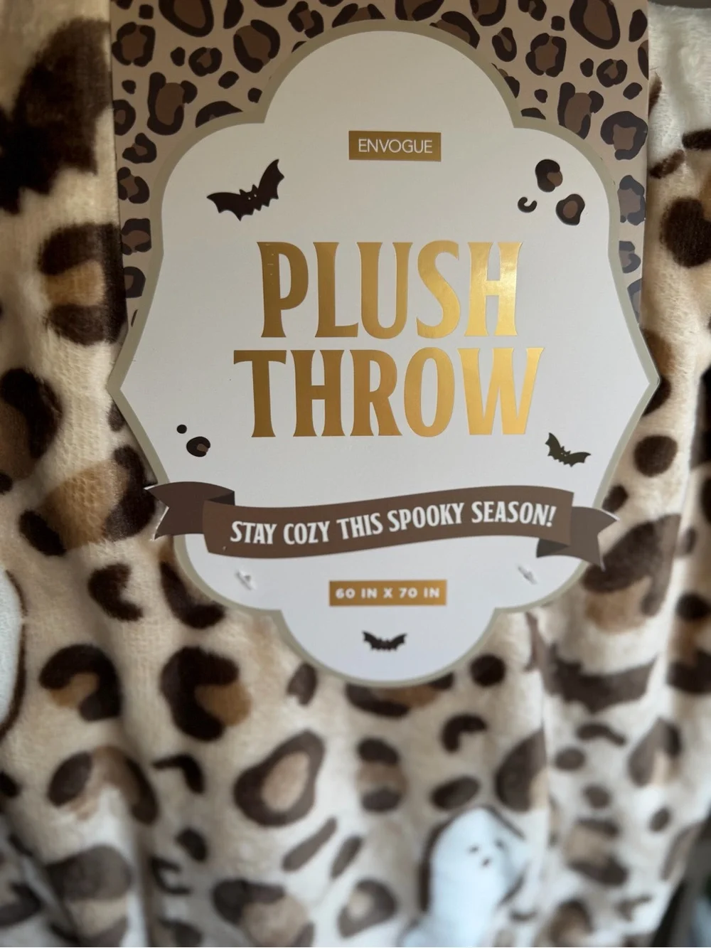 Envogue leopard cheetah animal print Halloween Ghost bat viral soft throw blanke